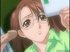 Hot Anime Bookworm Secretary Sucks Cock Under The Desk
